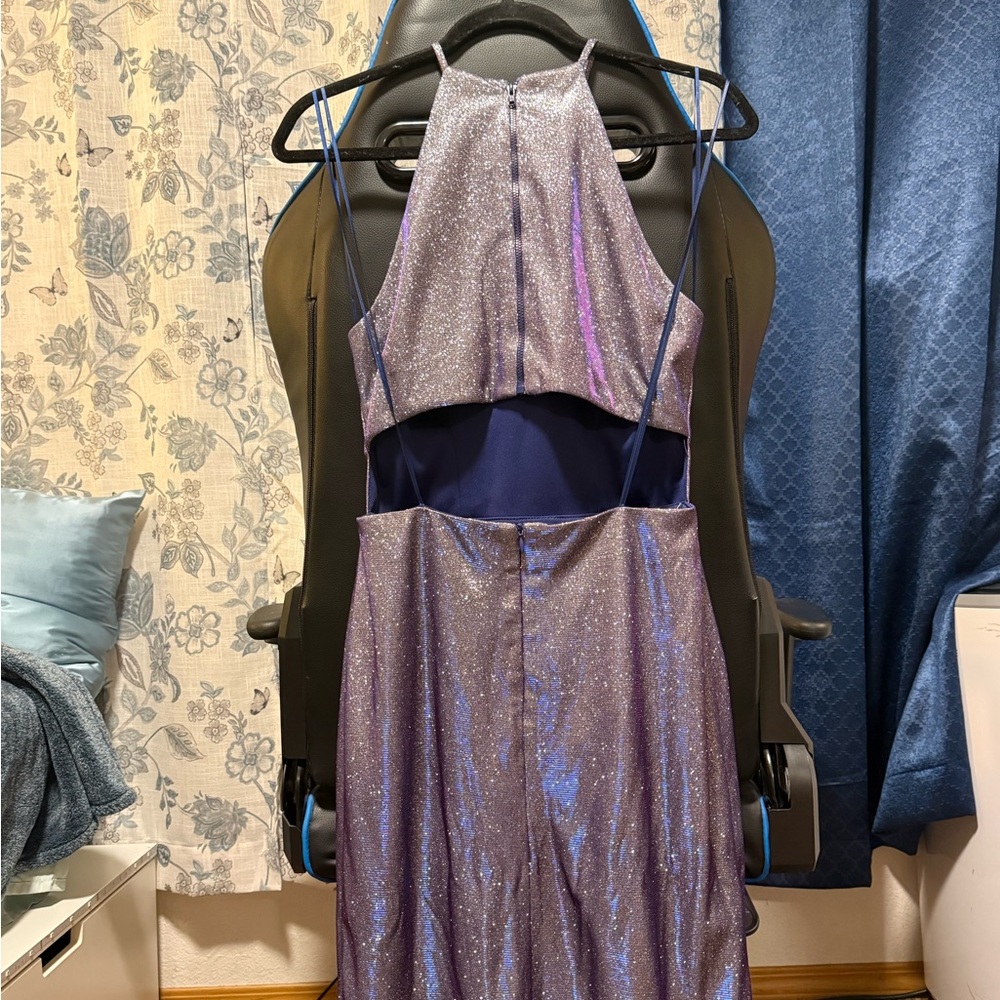 David's Bridal Glittering Purple Prom Dress - Picture 3 of 5